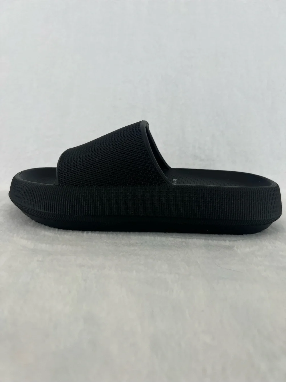 Cushionaire Feather Foam Slides Black New Sz 8 Comfy Cloud Cushion Shower Spa